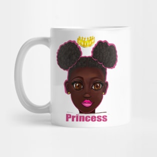 Princess - beautiful black girl with Afro hair in puffs, brown eyes and dark brown skin side profile. Hair love ! Mug